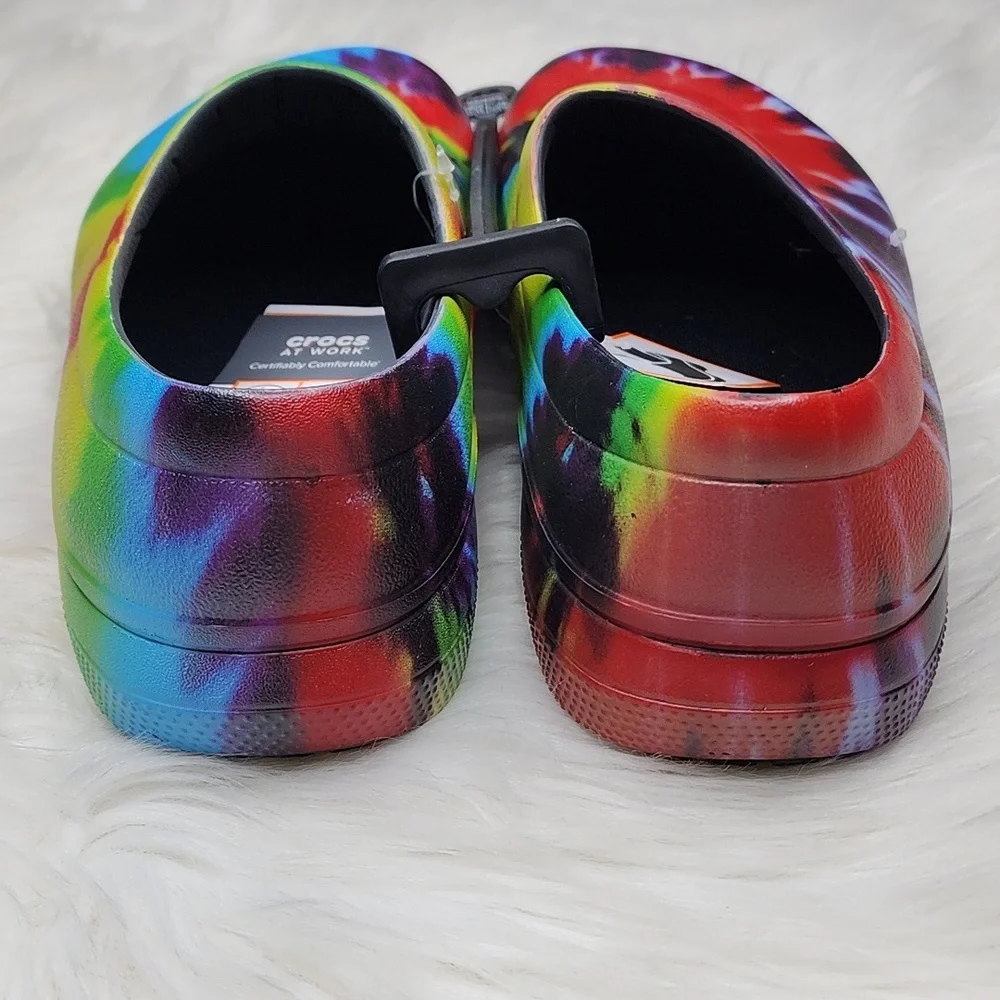 Crocs At Work On The Clock Graphic Work Slip On Shoes Tye Dye